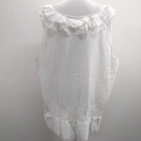 DKNY Jeans Womens Plus 28 White Sleeveless Blouse - Picture 2 of 3